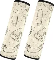 Car Seat Belt Pads Covers Set of 2 Breathable Car Safety Seat Belt Strap Shoulder Pad Backpack Shoulder Strap Pad Cover Car Accessories for Adults Youth Kids M Hand-Drawn Christmas Elements