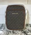 Michael Kors Jet Set Travel Brown MK Signature PVC Medium Flight Crossbody Bag