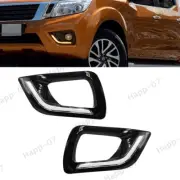 Fog Lamp LED Daytime Running Light Gloss Black For Nissan Navara NP300 D23 15-19