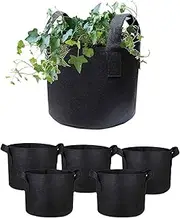 6 Pck 10 Gallon Fabric Flower Pots 38L Garden Planter Bags Black Felt Root Pouch