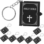 8pcs Mini Bible Keychain Bible Key Chain Church Souvenir Mini Book Keychain Key Holder Bag Pendant Backpack Hanging Decor Backpack Ornaments Pendant Birthday present Black The Paper