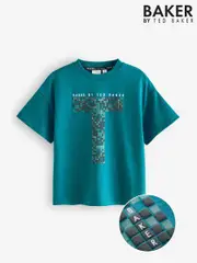 Baker by Ted Baker Green Graphic Print 100% Cotton T-Shirt (AD8216) | $37 - $51