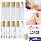 12pcs Roller Bottles Clear Glass Steel Roll on Ball for Essential Oils Perfume
