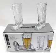Home Essentials Shot Glasses Cowboy Boot Western .75 Oz Clear Boot Detail 6 Pc