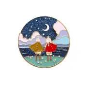 Anime Sky：Children of The Light Metal Brooch Enamel Badge Rotating Couple Pin