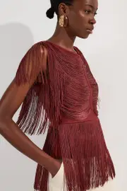 Draped Fringe Knitted Top