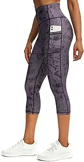 [Tuspryt] Capri pants for women,leggings for women tummy control,yoga pants with pockets Running Fitness Gym Tights