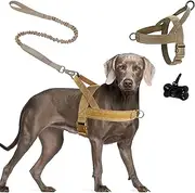 Dog Harness with Lead for Large Medium Dogs, Soft Padded Chest Harness, Anti-Pull Harness, Reflective Dog Harness, Adjustable Harness for Walks, Training