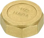 uxcell 1Pcs Brass Hex Head Plug Compression Cap Fitting Stop Valve Cap,1-1/2" Hex Thread Pipe Fitting Flare Cap Tubing Ends Sealing Cap with Gasket for Air Conditioner, Water, Gold