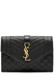 Saint Laurent Envelope Quilted Leather Wallet - Black ONE SIZE