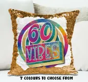 60th Birthday Cushion Cover Sequin Throw Pillow