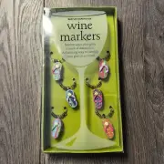 Wine Glass Markers Charms New Set of 6 Boston Warehouse Flip Flops Sandals Gift