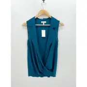 Neiman Marcus Blouse Women Medium Gypsy Tear Open Front Sleeveless Top Shirt