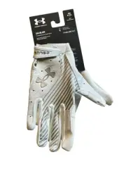 Under Armour Blur Mens Small Football Gloves Adult Glue Grip White MSRP $50 NEW