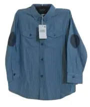 PUMPKIN PATCH Boys Gotham City Blue Striped LS Shirt. Size 5. NWT