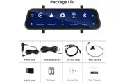 9.66-inch wireless CarPlay and Android Auto rearview mirror touch screen | 1080P dual dashcam with night vision | FM transmitter | loop recording | with voice control/parking guidance | IP68 waterproof (64G TF card)