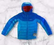 Eddie Bauer First Ascent Hooded Down Jacket Boy's Large 14 Peak Blue Storm Repel