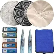 PURUI 11PC Aluminium Alloy Brass Steel Bench Grinder Metal Polishing Buffing Kit 8" X 1"