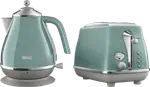 DeLonghi Icona Capitals Breakfast Pack Green Kettle And 2 Slice Toaster
