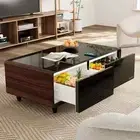 51" Smart Coffee Table with Fridge and Bluetooth Speakers Walnut