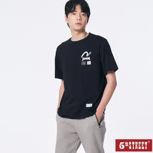 5th STREET 男裝經典LOGO短袖T恤-黑色