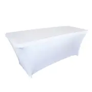 Rectangle Tablecloth Spandex Table Cover Stretch Cloth Home Wedding - White