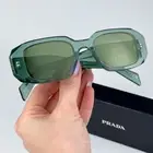 Prada Women Sunglasses Sage Green Mirror Silver Rectangle PR17WS 11R10E NEW