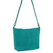 Milleni Women's Nappa Leather Shoulder Crossbody Bag 22.5x20.5cm Turquoise