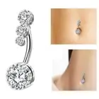 Belly Bars Navel Rings Triple Crystal Gem Body Piercing Jewellery Button Stud M5