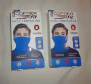 NEW Lot 2 COPPER FIT YOUTH FACE PROTECTORS MULTI-USE MASK WASHABLE UPF 30