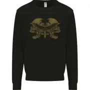 Two Army Skulls Gothic Biker Heavy Metal Rock Kids Sweatshirt Jumper