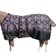 Black Aztec 84 In HILASON 600D Winter Waterproof Poly Horse Blanket Belly Wrap