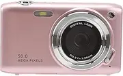 Digital Camera, 4K 58MP Full HD 16X Zoom Fixed Focal Macro Timed Photography Digital Video Camera, Portable Compact Digital Camera for Teens Adult Beginner(Gold and Pink) (Pink)