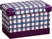 Footstool, Ottoman Footstool Foldable Foot Stool Ottoman Pouf, Rectangular Foot Rest Stool with Storage, Pu Leather Shoes Change Stool Small Footrest Coffee Table Padded Seat Home Decor (Pur