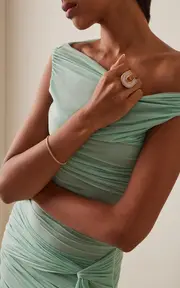 [Sig Ward] 14K Yellow Gold Citrine, Pink Opal and Diamond Horseshoe Ring
