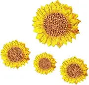 DECORNIJIA 4Pcs Sunflower Embroidery Patches DIY Clothing Repair Appliques for Bags Hats and Shoes for Crafting and Decor Design for Adults