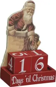 Primitives By Kathy Primitive Santa Advent Countdown Blocks Calendar New