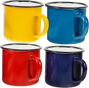 Generic 4Pcs Vintage Enamel Mugs Lightweight Camping Tableware Peacock Durable Travel Picnic Drinkware for Coffee Tea Milk