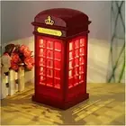 Red London Telephone Booth Table Lamp Night Light Bedside Light with Touch
