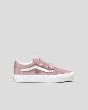 [Vans] Vans Girls' Old Skool V Shoes in Glitter Rose Gold Pink Size 01 01 Glitter Rose Gold Pink