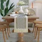 Cotton Linen Table Runner Grid Linen Table Runner Dining Table