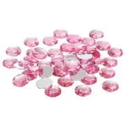 25mm Flat Back Round Acrylic Rhinestones, 100 Pack Plastic Circle Gems, Pink