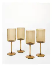 [Australian House & Garden] Hammered Wine Glass Set of 4 in Brown