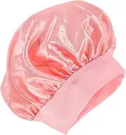 MERRYHAPY Satin Sleep Bonnet for Women Rhinestone Wide Band for Curly Hair Comfortable Elastic Cap for Grooming Bathing and Sunlight Protection Versatile Accessory