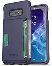 Encased Galaxy S10e Wallet Case (Phantom) Ultra Durable Cover with Card Holder Slot (4 Credit Card Capacity) Purple