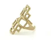 Ring Squares Adjustable Raw Brass 18.5mm 8.5US inner size 4833