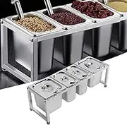 XTDHOMEDIAN Handy Stainless Steel Jam Basin Telescopic Holder Condiment Dispenser Rack for Milk Tea Shop Storage Kitchen Organization (No.3 2pcs 2.2L 2pcs 1.6L)
