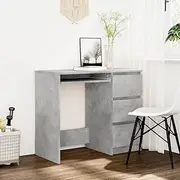 Computer Desk with 3 Drawers, Office Desk, Gaming Desk, Work Desk for Home, Office, Study, Living Room, Easy Assemble, 90x45x76 cm, Concrete Grey