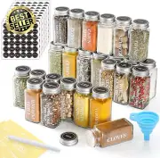 25 Pcs Glass Spice Jars,4oz Square Bottles w/ Labels, Shaker Lids &Airtight Caps