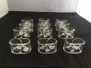 RARE NEW 12 Reverse Carved Lucite Clear Napkin Rings Floral Theme Daisy